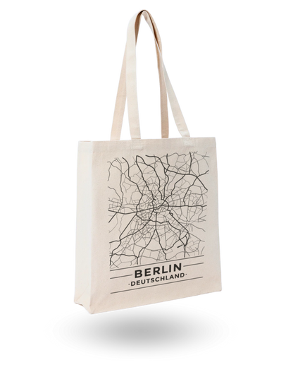Berlin Map - Canvas Tote Bag Printed