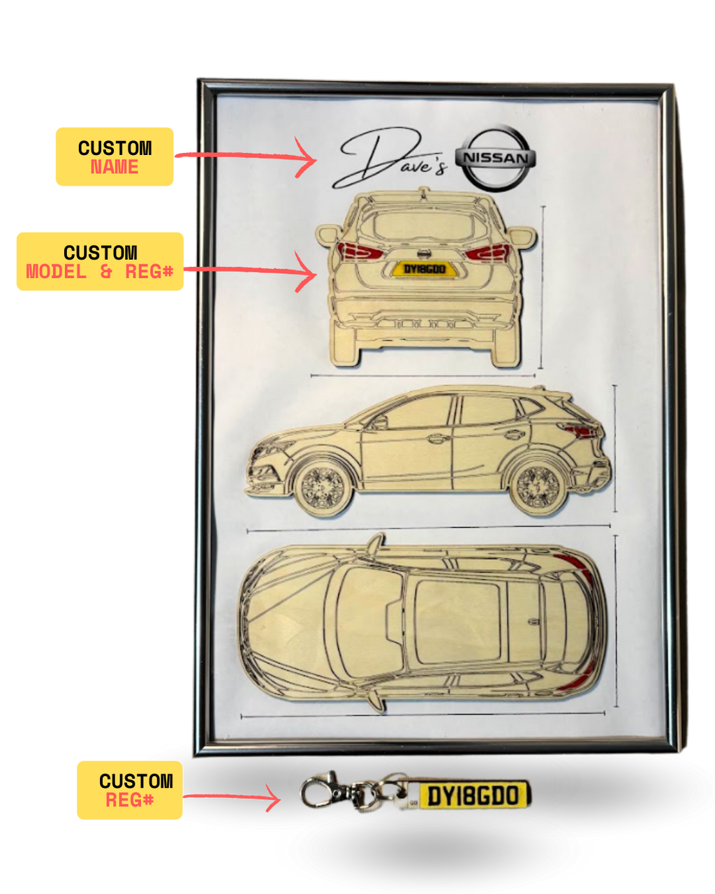 Custom Car Wall Frames - Parked On The Wall (with Key chain)