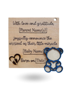 Teddy Bear Baby Announcment Wooden Tag