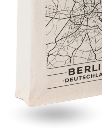 Berlin Map - Canvas Tote Bag Printed