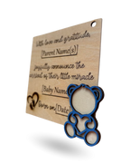 Teddy Bear Baby Announcment Wooden Tag