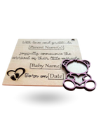 Teddy Bear Baby Announcment Wooden Tag