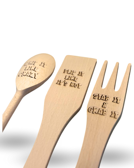 Spatula Set-Kitchen Wood Laser Engraved