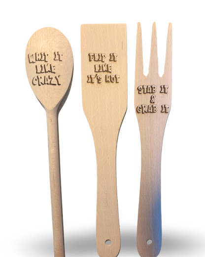 Spatula Set-Kitchen Wood Laser Engraved