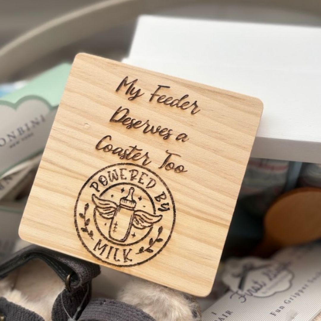 Wooden Baby Feeder Coaster – Natural Feeding Bottle Stand