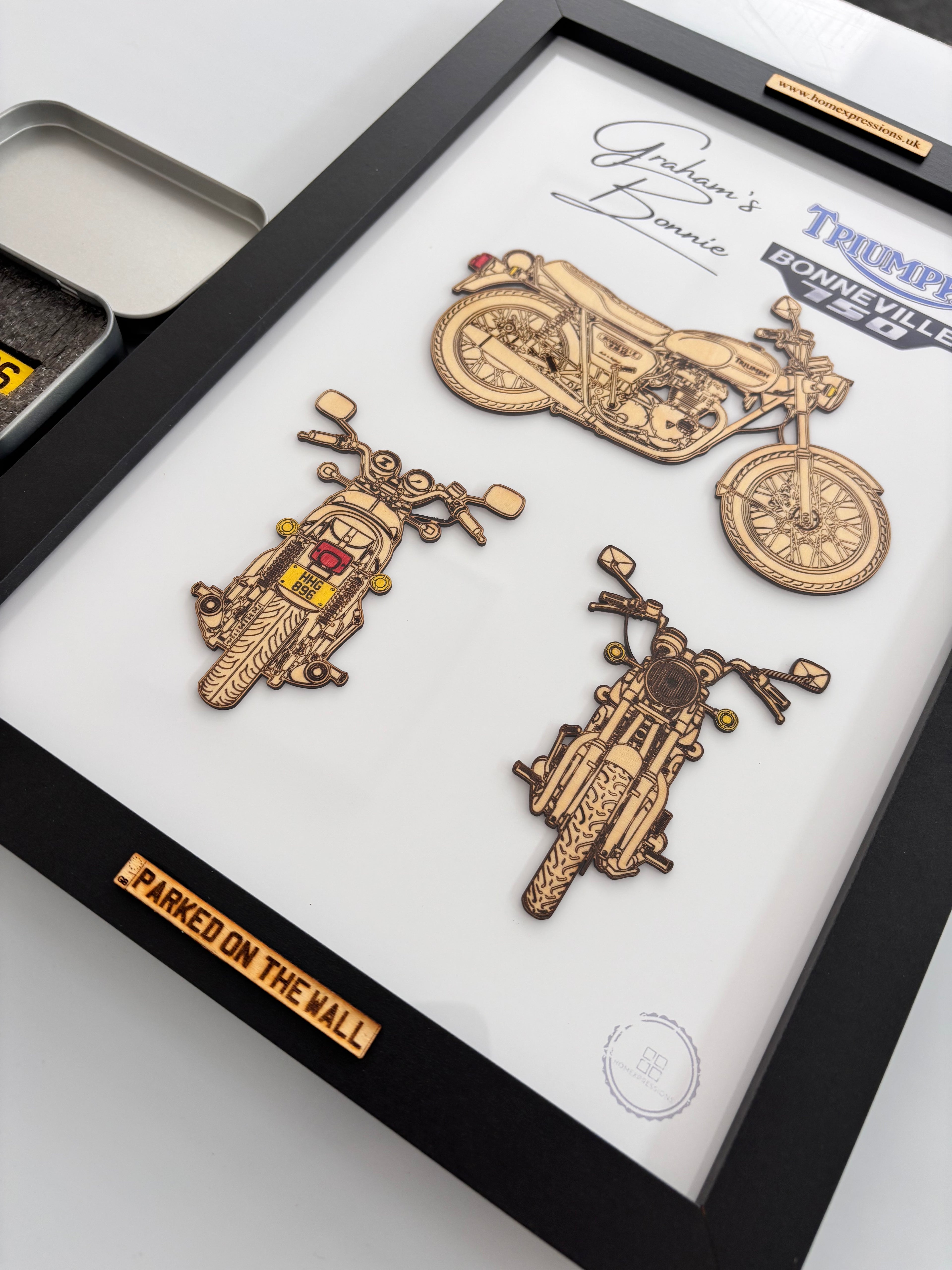 Custom Bike Wall Frames - Parked On The Wall (with Key chain)