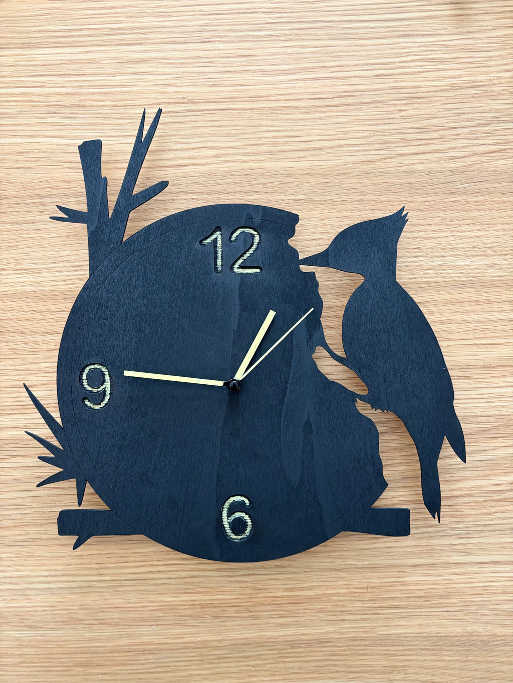 Woodpecker wooden wall clock