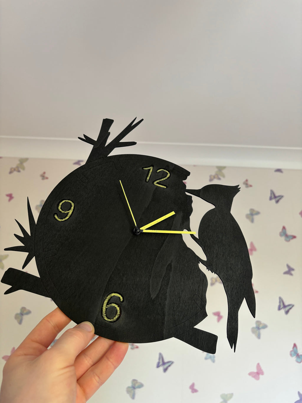 Woodpecker wooden wall clock