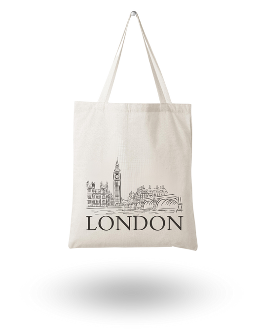 London  - Unique Canvas Tote Bag Printed