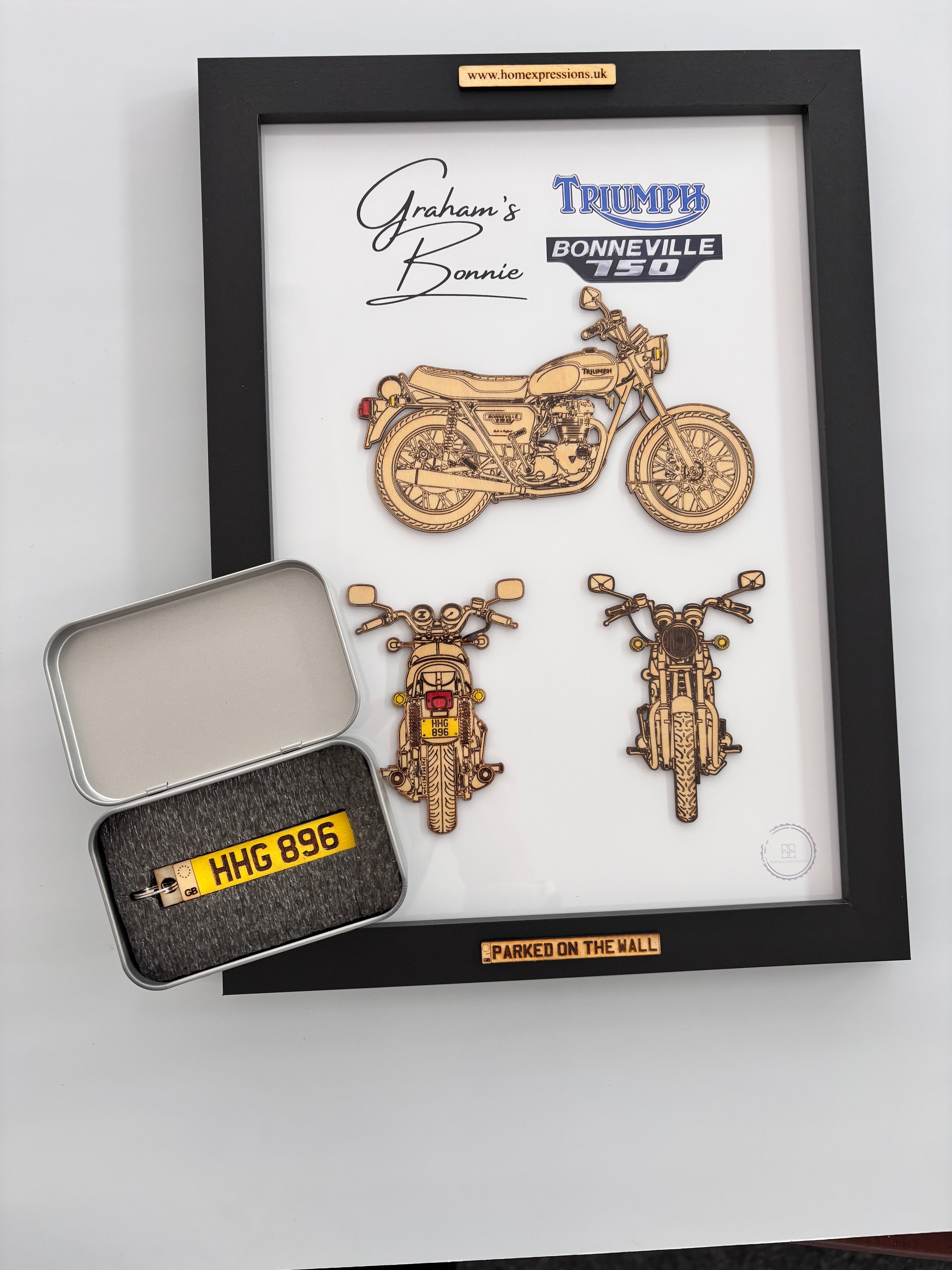 Custom Bike Wall Frames - Parked On The Wall (with Key chain)