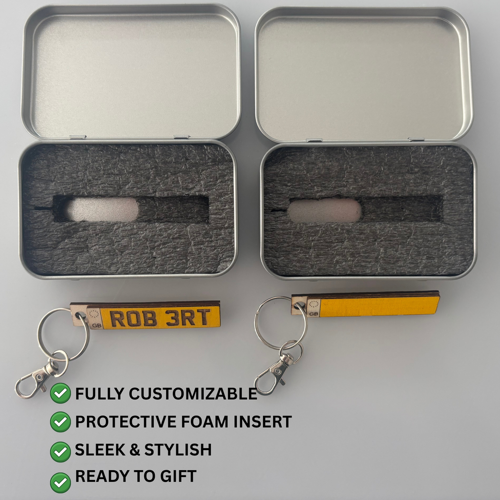 Personalised Wooden Keychain – Custom Name or Number Plate Keyring | Engraved Gift UK