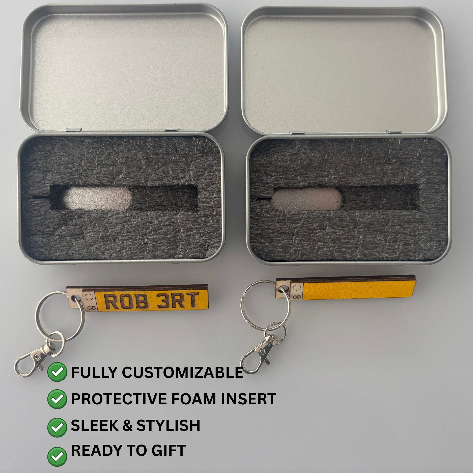 Personalised Wooden Keychain – Custom Name or Number Plate Keyring | Engraved Gift UK