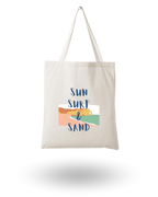 Sun Surf & Sand  - Unique Canvas Tote Bag Printed
