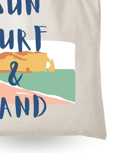 Sun Surf & Sand  - Unique Canvas Tote Bag Printed