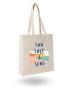 Sun Surf & Sand  - Unique Canvas Tote Bag Printed