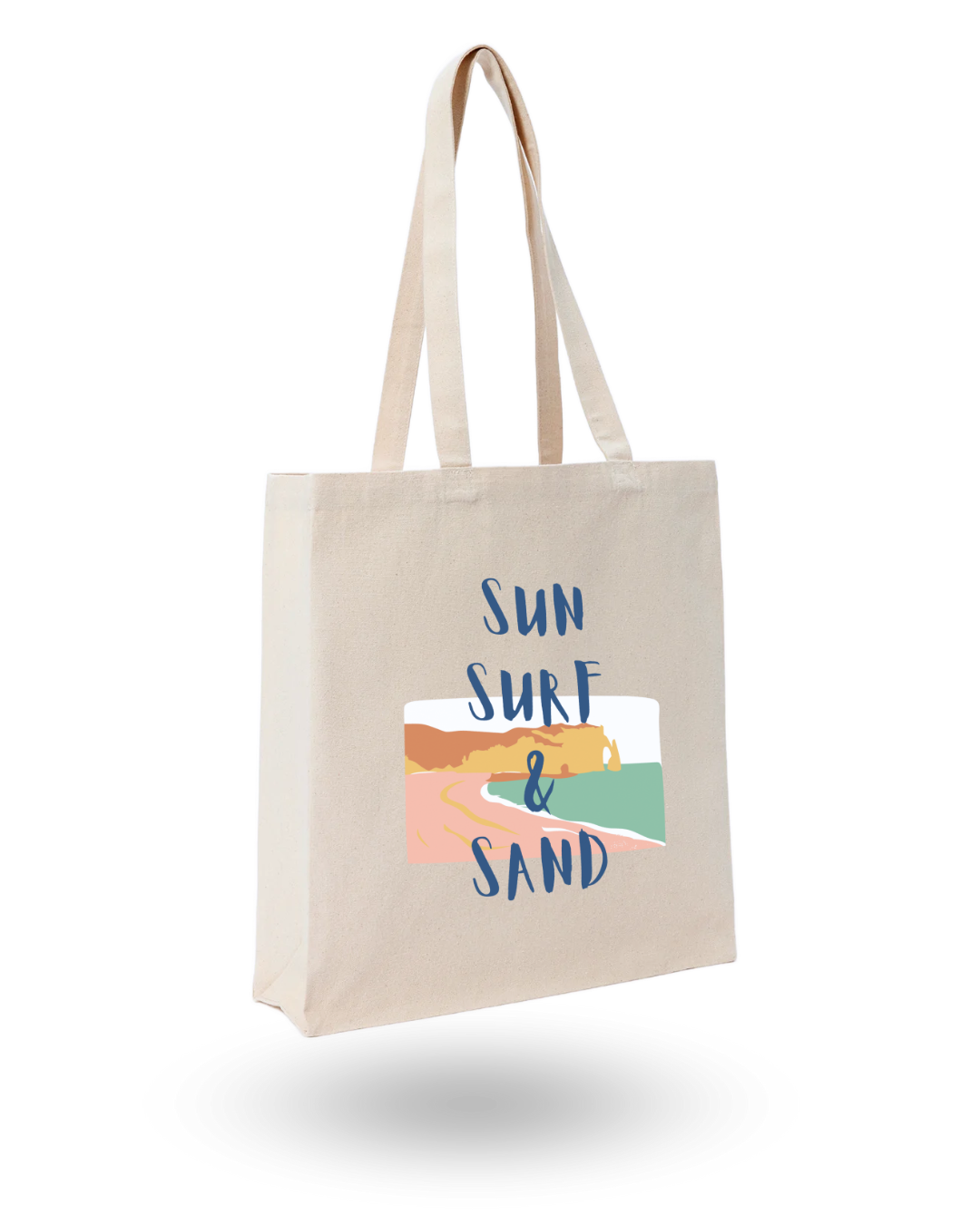 Sun Surf & Sand  - Unique Canvas Tote Bag Printed
