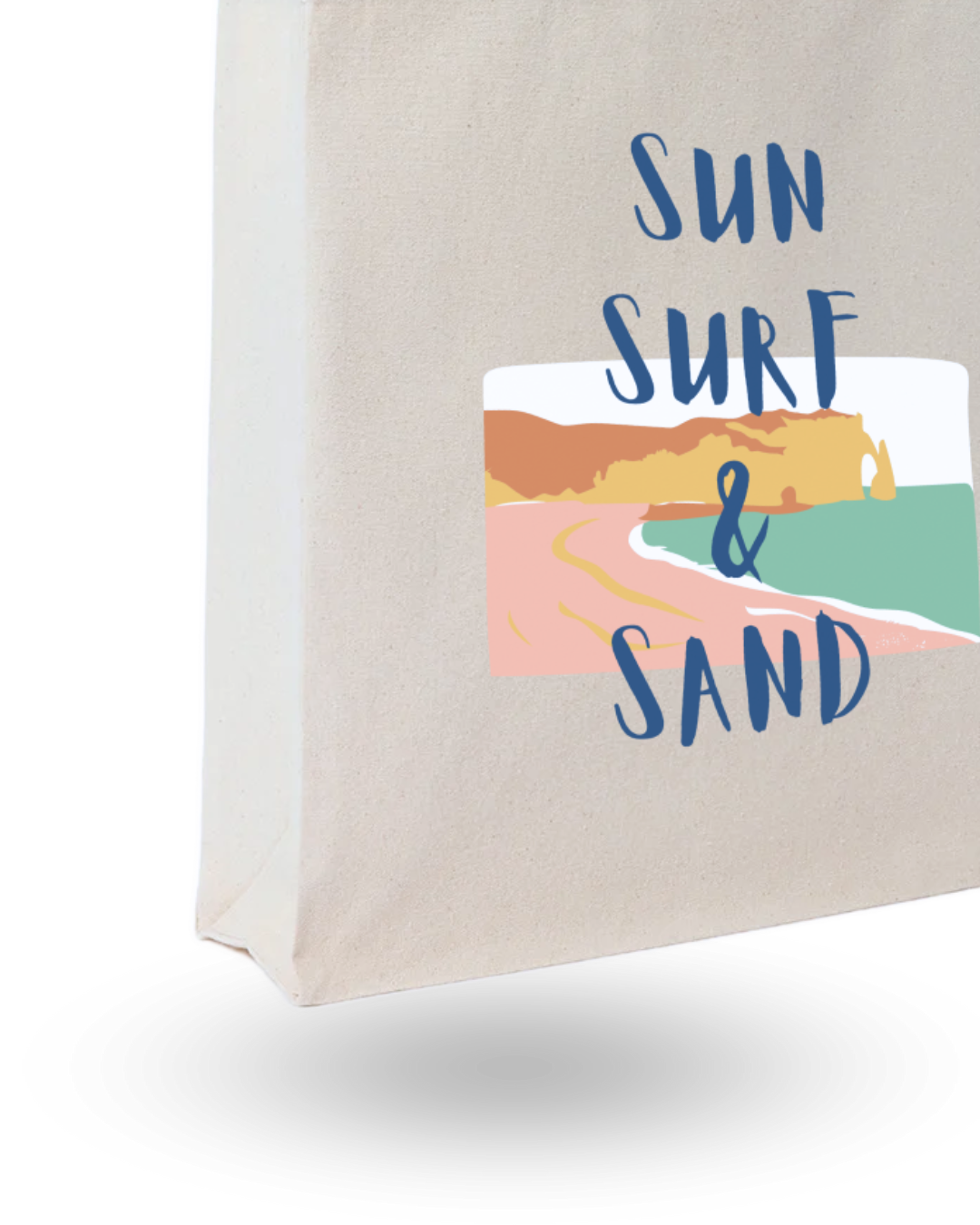 Sun Surf & Sand  - Unique Canvas Tote Bag Printed