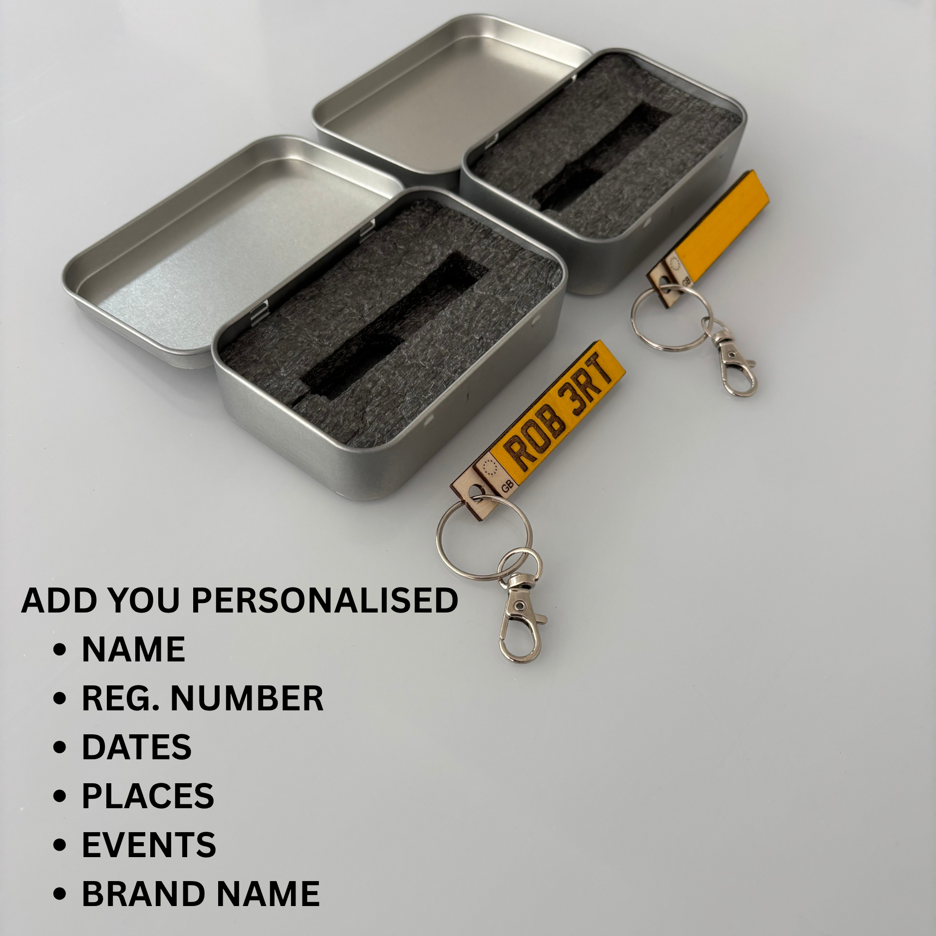 Personalised Wooden Keychain – Custom Name or Number Plate Keyring | Engraved Gift UK