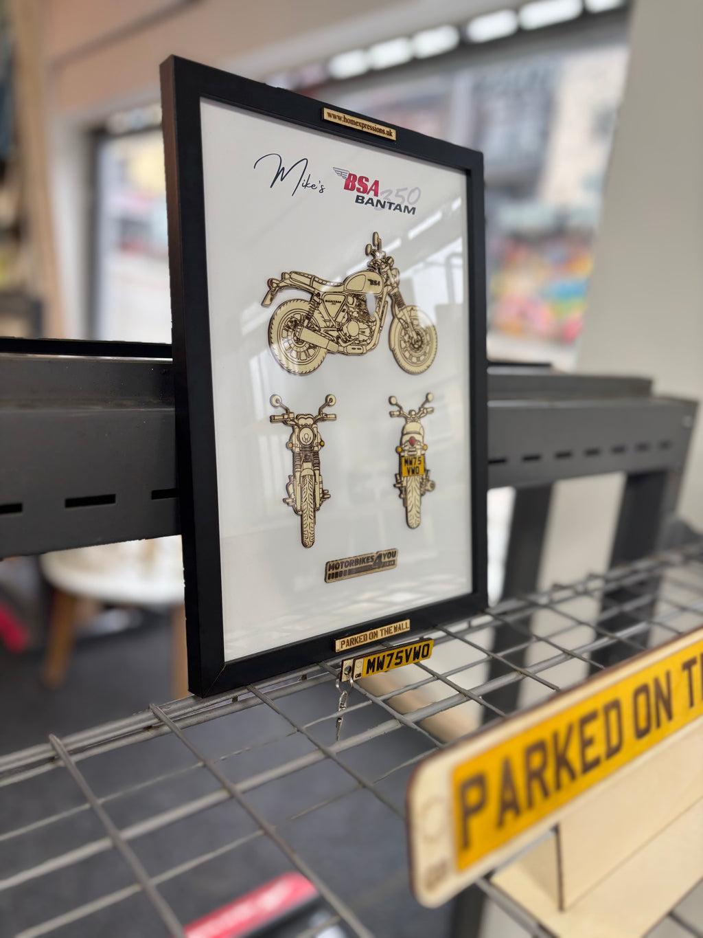 Custom Bike Wall Frames - Parked On The Wall (with Key chain)