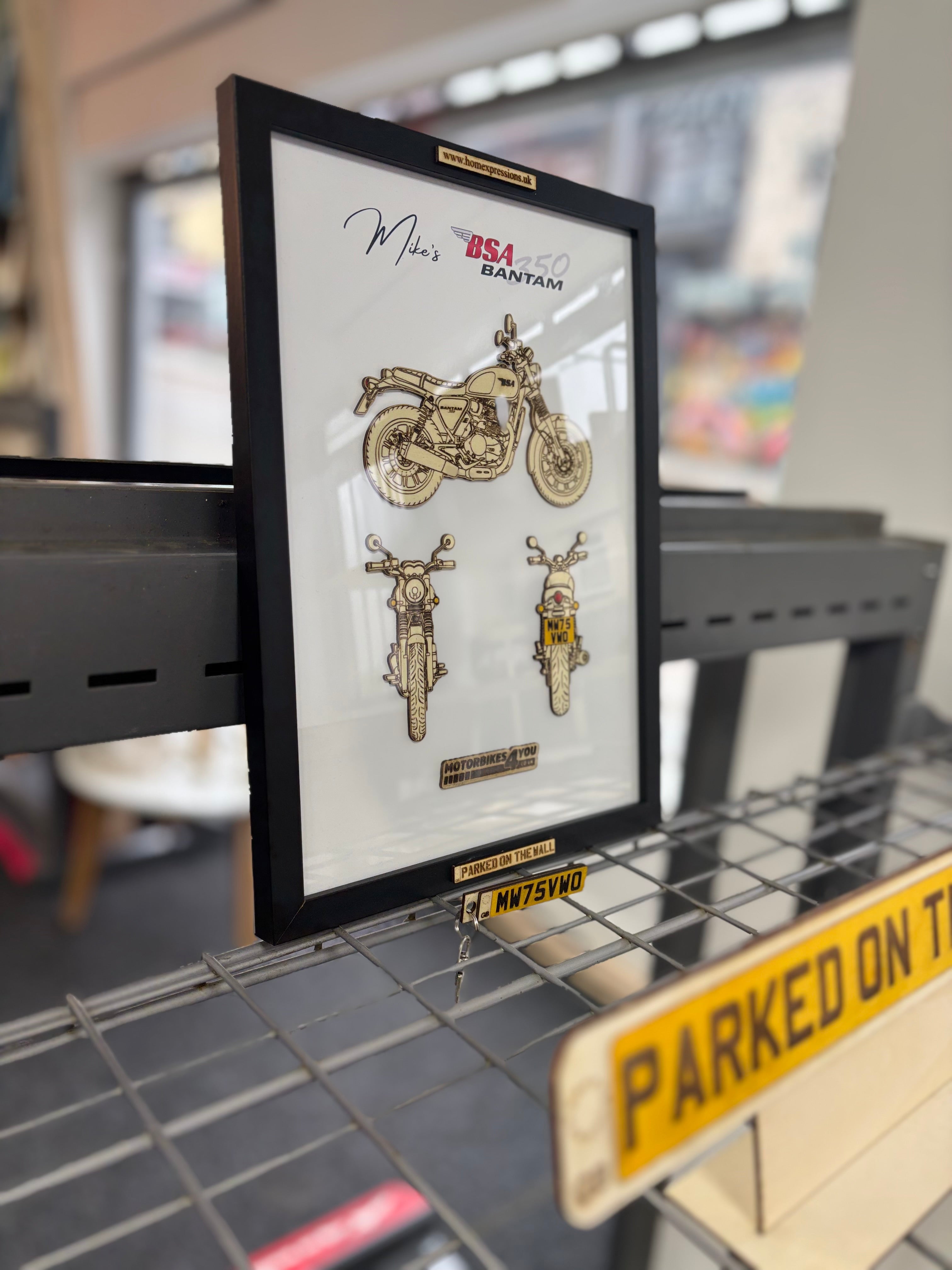 Custom Bike Wall Frames - Parked On The Wall (with Key chain)