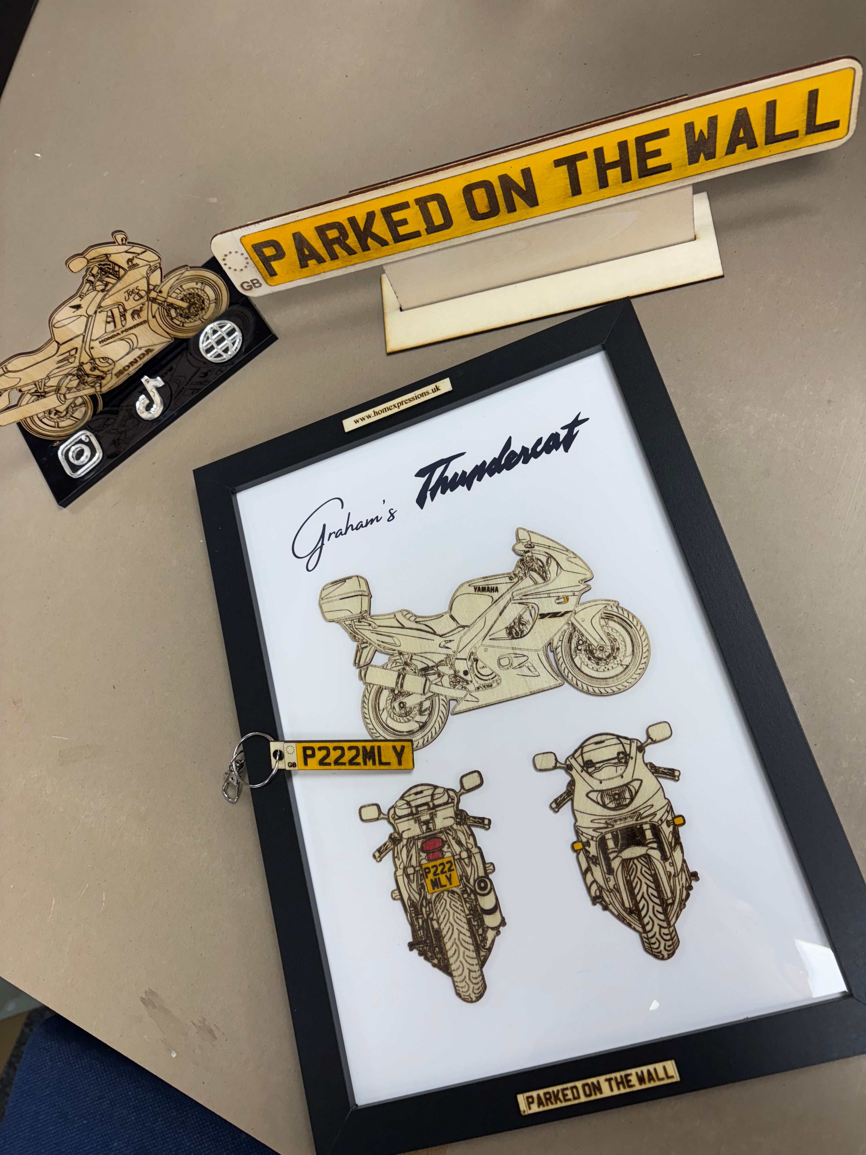 Custom Bike Wall Frames - Parked On The Wall (with Key chain)