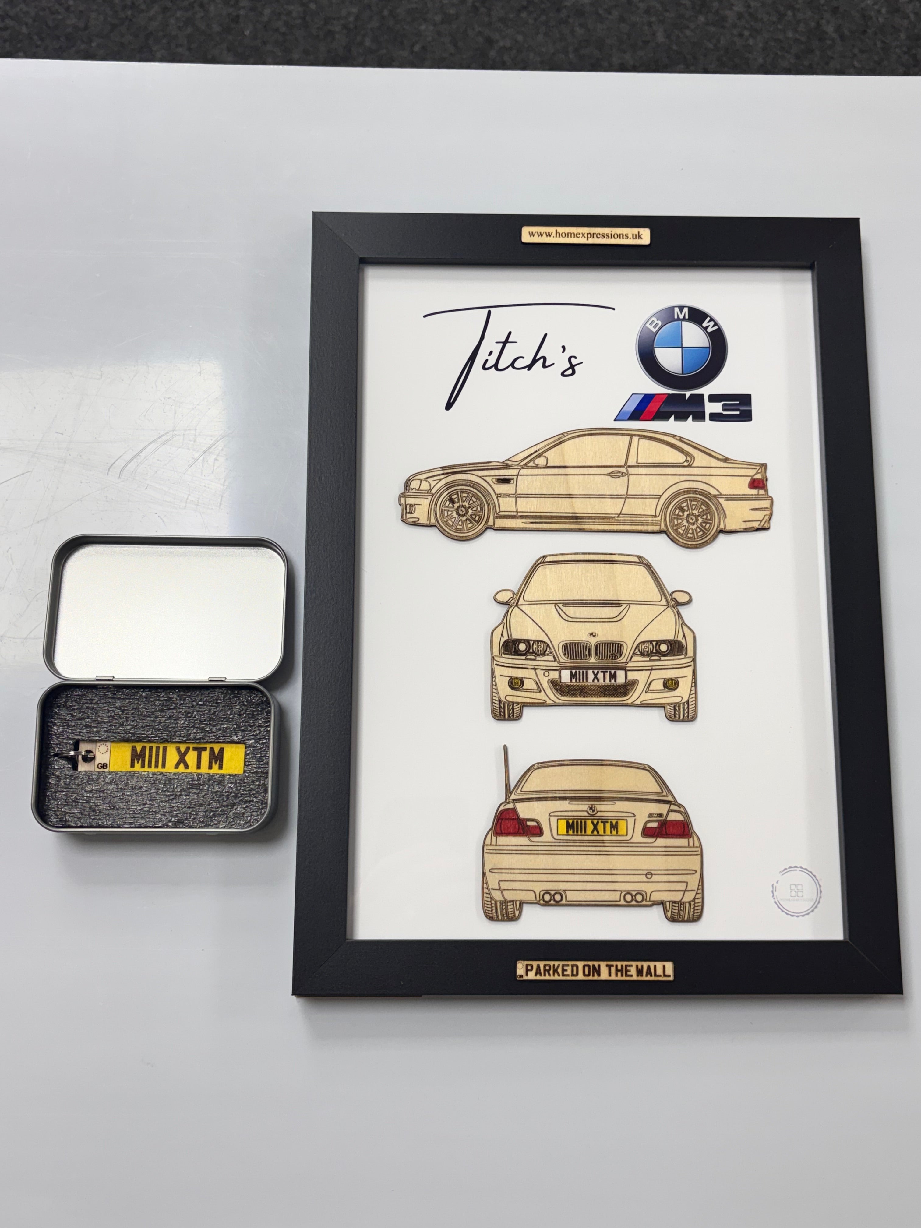 Custom Car Wall Frames - Parked On The Wall (with Keychain)