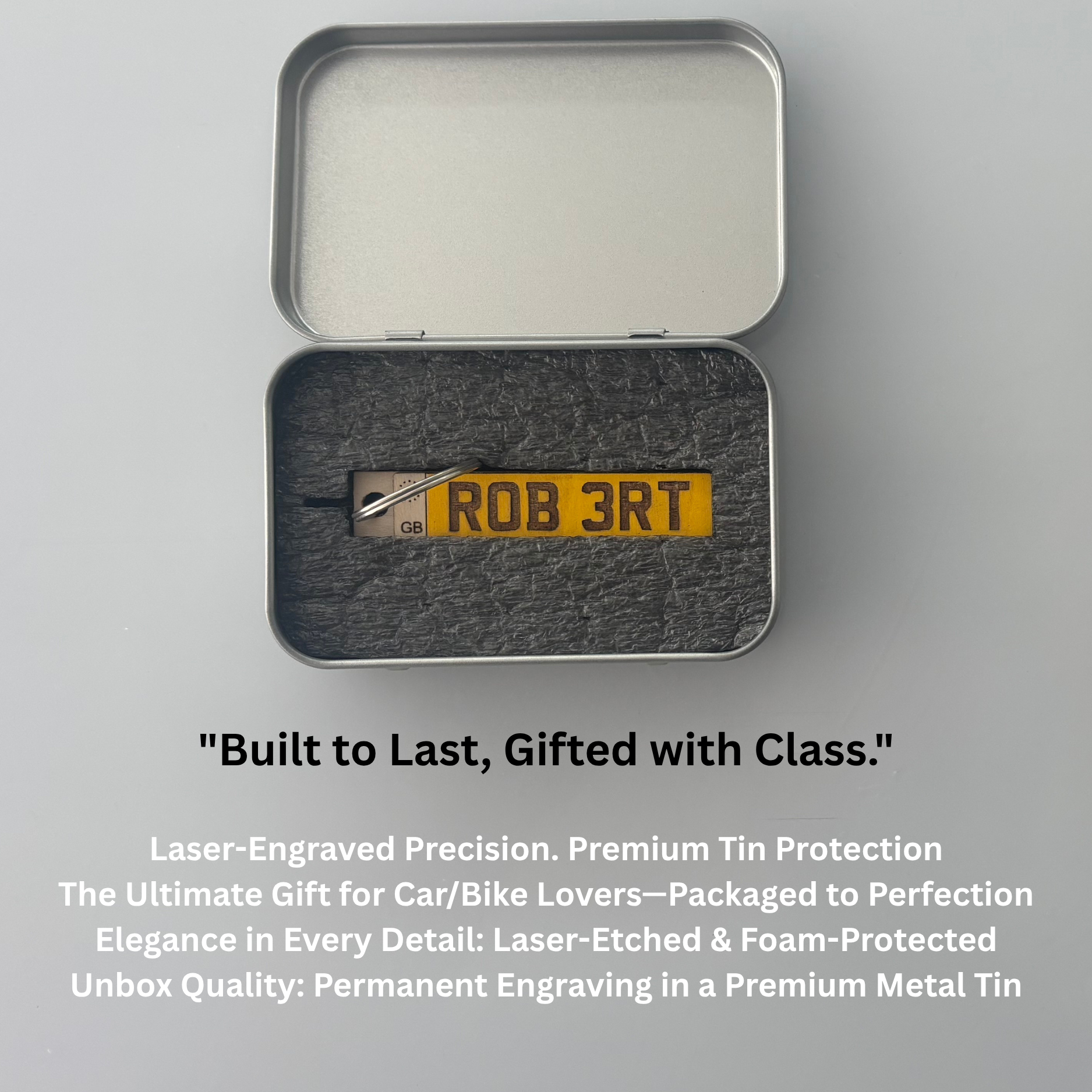 Personalised Wooden Keychain – Custom Name or Number Plate Keyring | Engraved Gift UK