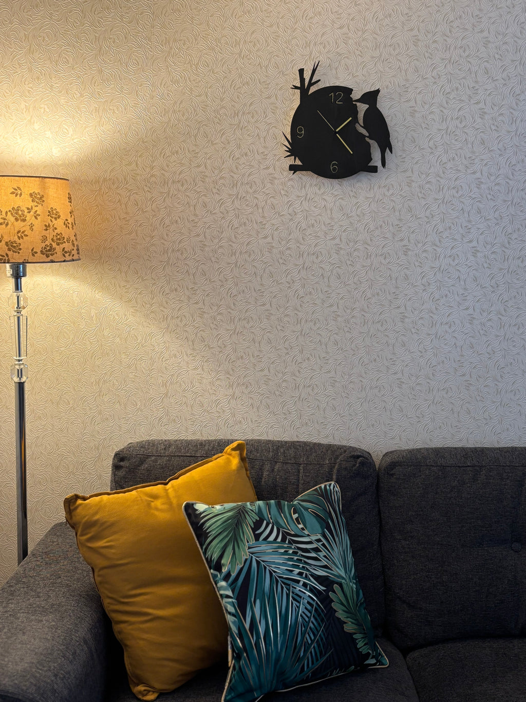 Woodpecker wooden wall clock