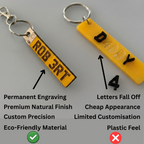 Personalised Wooden Keychain – Custom Name or Number Plate Keyring | Engraved Gift UK