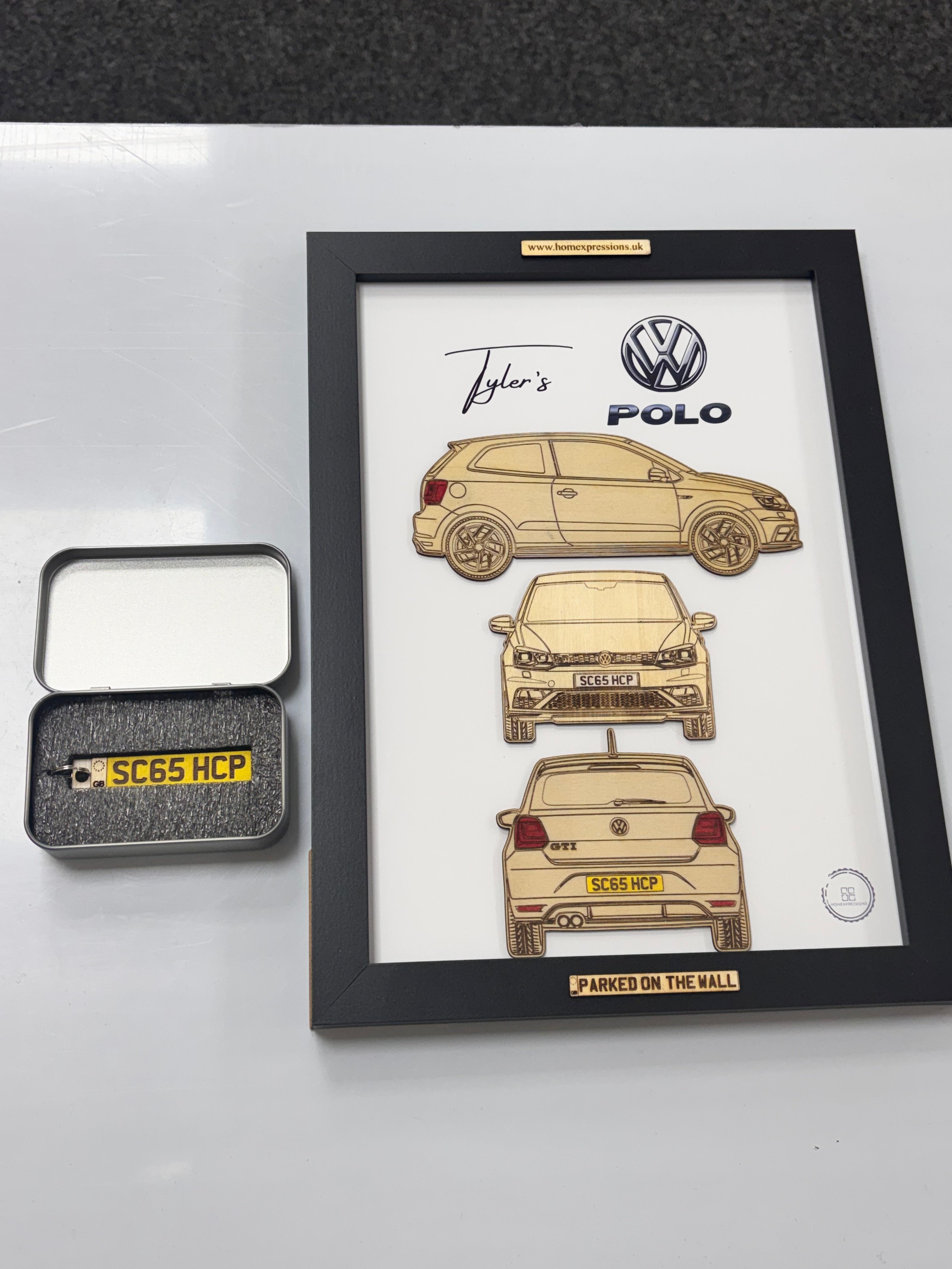 Custom Car Wall Frames - Parked On The Wall (with Keychain)