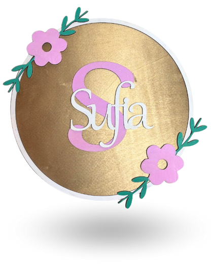 Custom Name Floral Wall Hanging