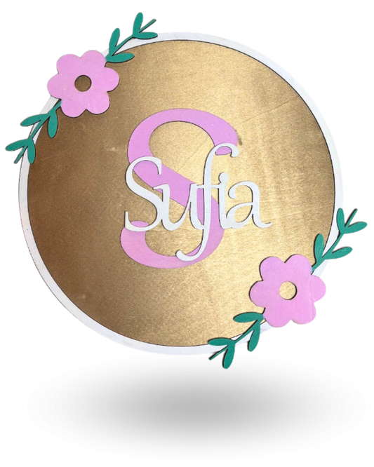 Custom Name Floral Wall Hanging