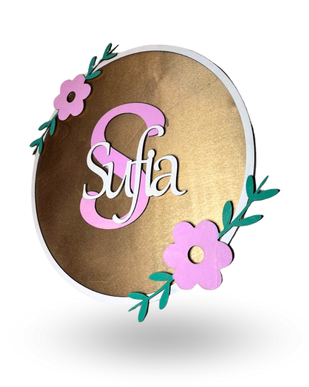 Custom Name Floral Wall Hanging