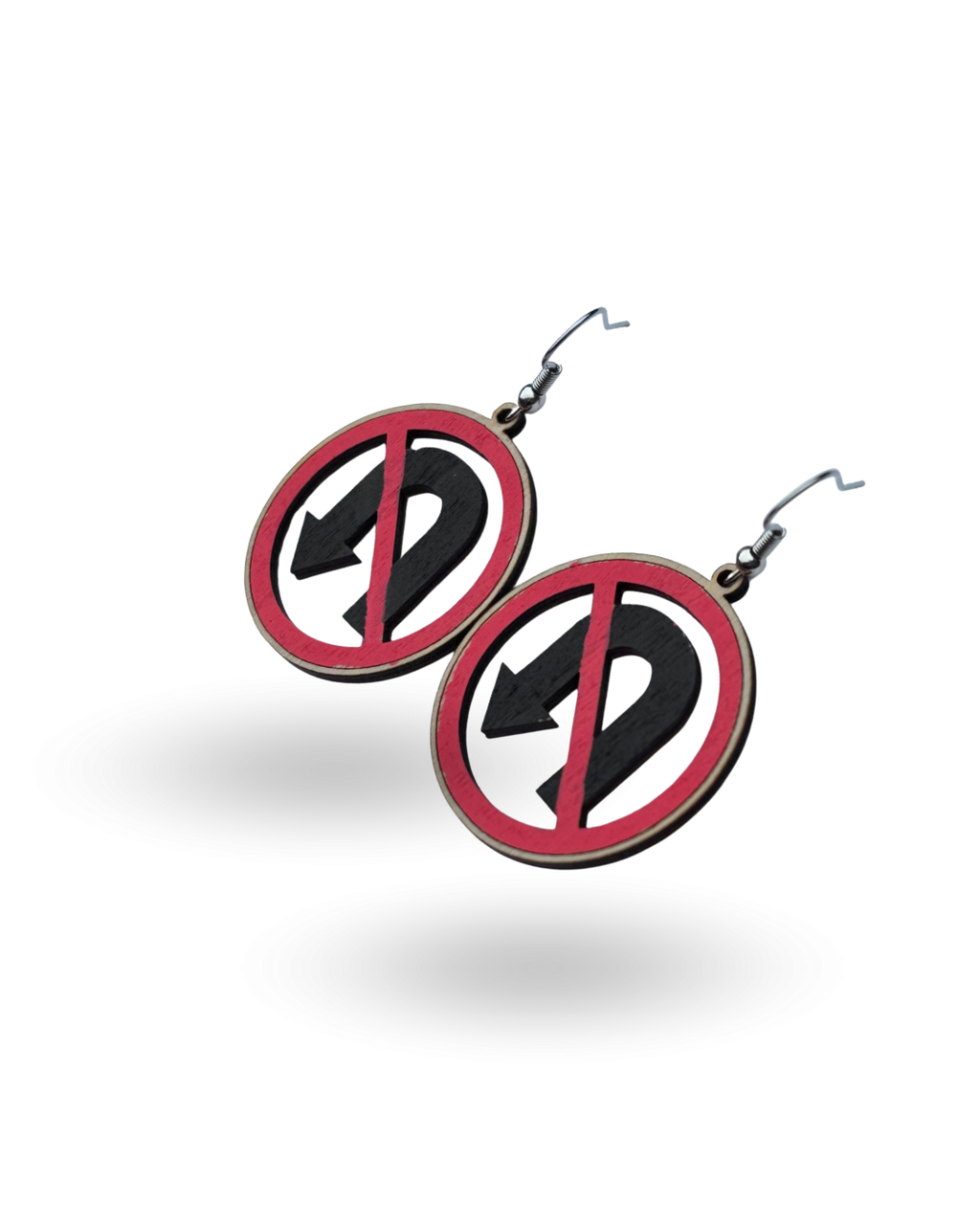 No U-Turn Traffic Sign Wooden Earrings