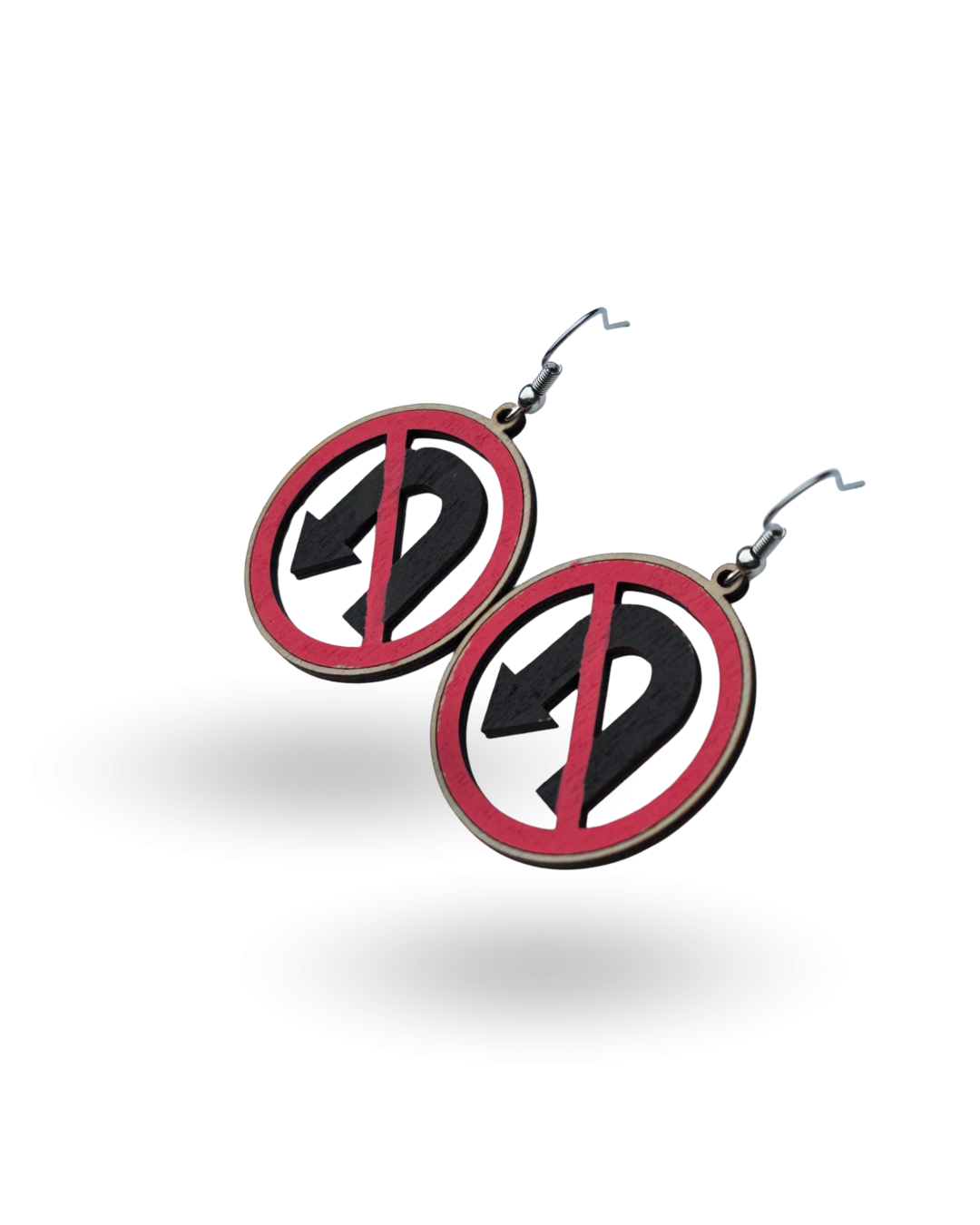 No U-Turn Traffic Sign Wooden Earrings
