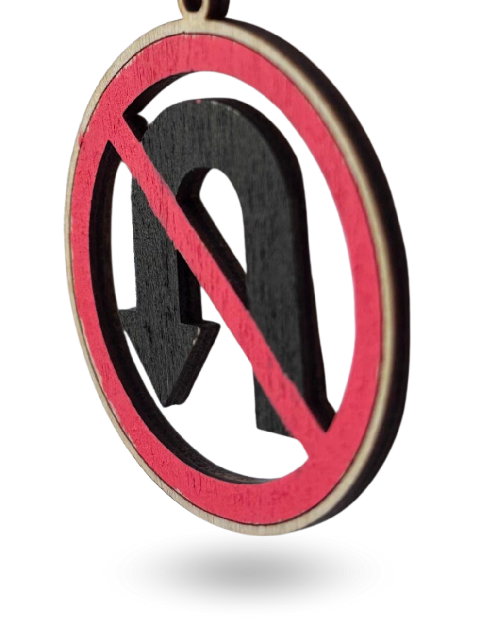 No U-Turn Traffic Sign Wooden Earrings