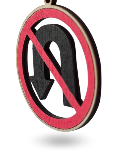 No U-Turn Traffic Sign Wooden Earrings