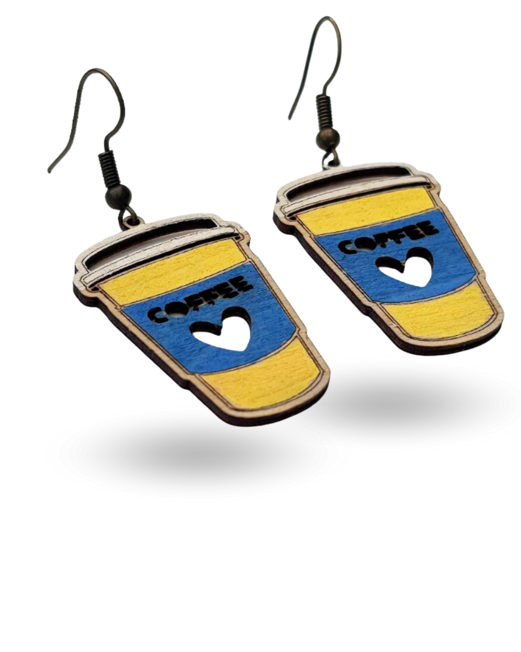 Coffee Cup Wooden Earrings