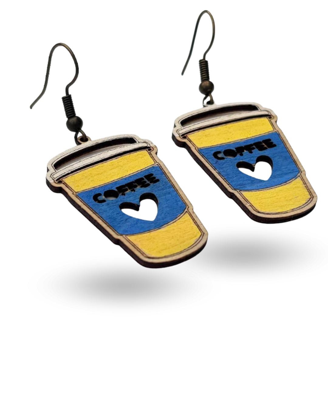 Coffee Cup Wooden Earrings
