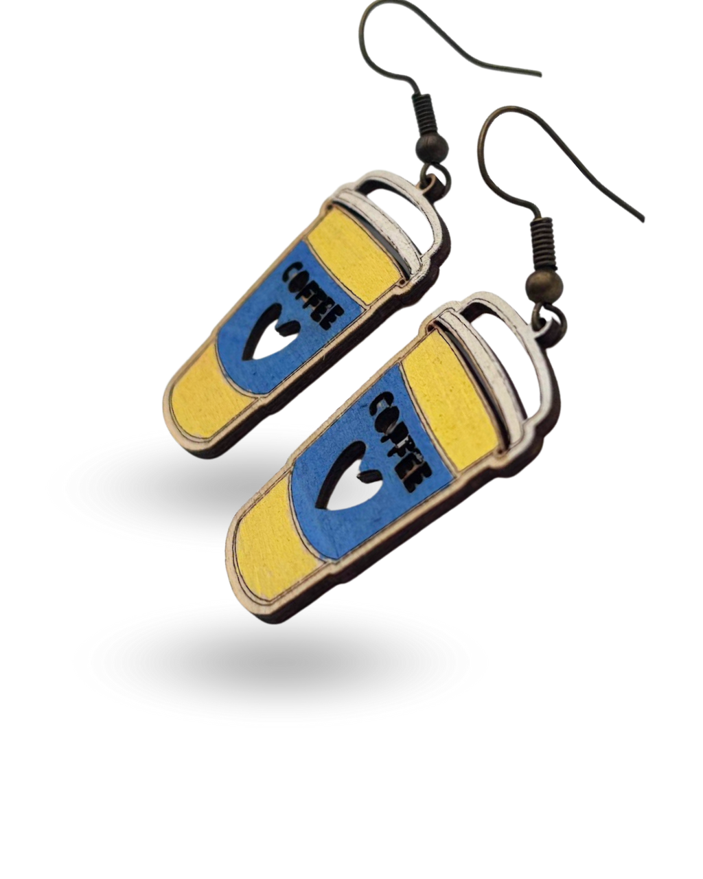Coffee Cup Wooden Earrings