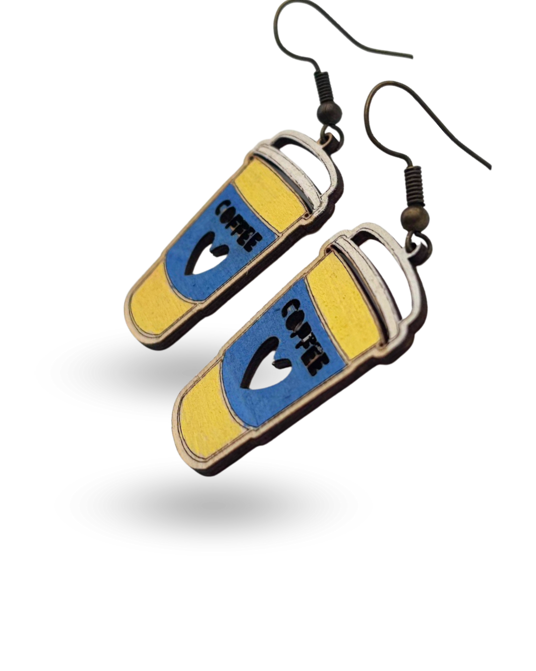 Coffee Cup Wooden Earrings