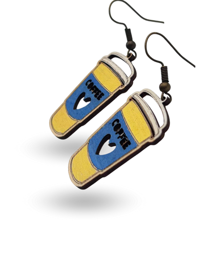 Coffee Cup Wooden Earrings