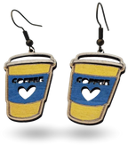 Coffee Cup Wooden Earrings