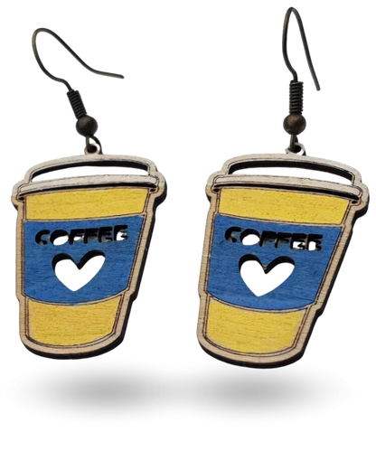 Coffee Cup Wooden Earrings