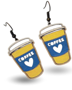 Coffee Cup Wooden Earrings