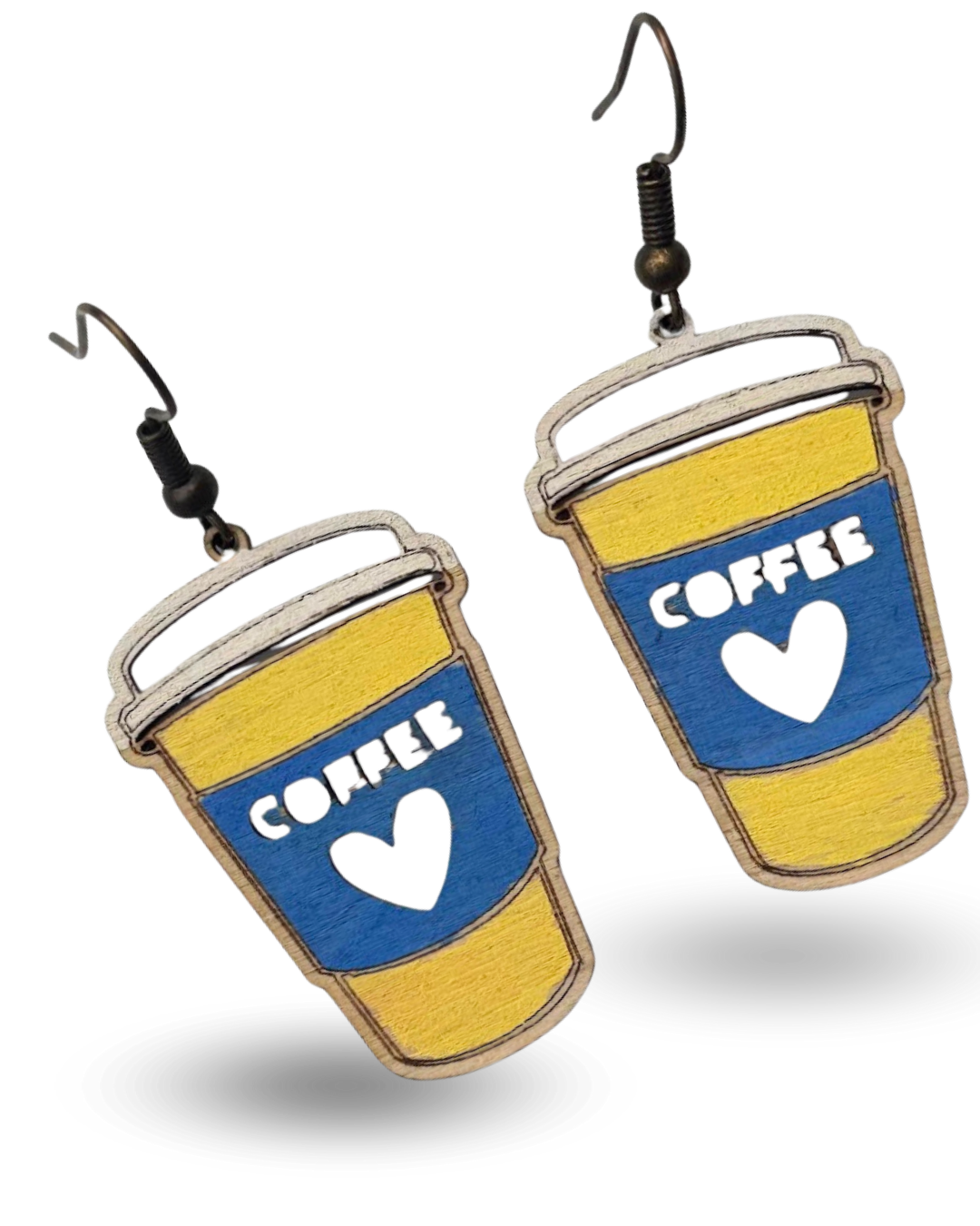 Coffee Cup Wooden Earrings