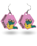 Book Worm Wooden Earrings