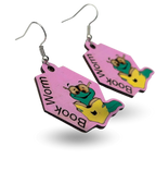 Book Worm Wooden Earrings