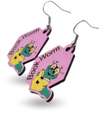 Book Worm Wooden Earrings