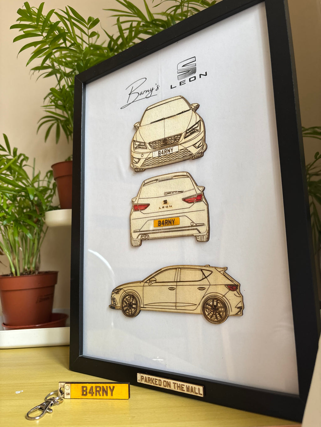 Custom Car Wall Frames - Parked On The Wall (with Key chain)